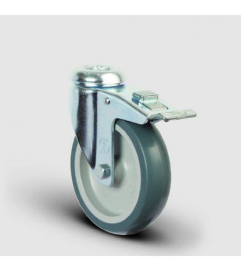 Delikli Bilya Rulmanlı Termoplastik Kauçuk Frenli Tekerlek Çap:200 ER Serisi