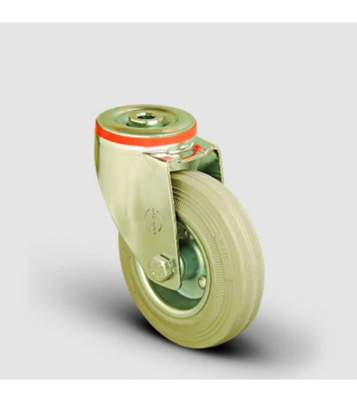 Delik Bağlantılı Gri Kauçuk Tekerlek Çap:150