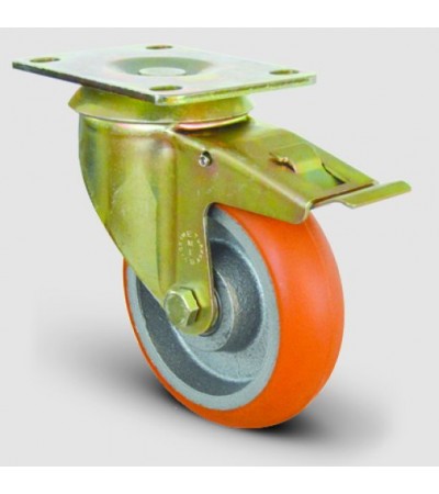 Döner Tablalı Frenli Döküm Balıksırtı Poliüretan Kaplı Çap:100