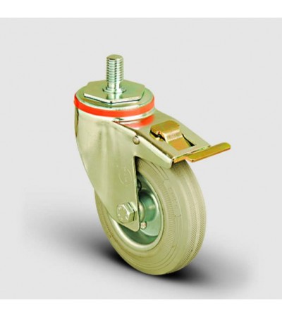 Frenli Civata Bağlantılı Gri Kauçuk Tekerlek Çap:150